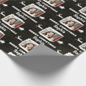 Modern Black and White 1 Photo Merry Kerstmis Cadeaupapier (Hoek)