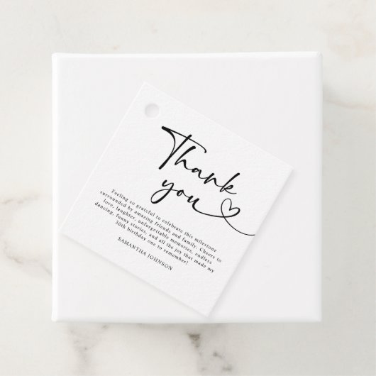 Modern Black and White 30th Birthday Thank You Bedankjes Labels (In situ)