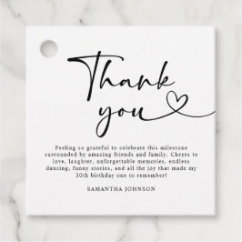 Modern Black and White 30th Birthday Thank You Bedankjes Labels