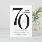 Modern Black and White 70th Birthday Party Kaart (Staand voorkant)