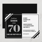 Modern Black and White 70th Birthday Party Kaart (Voorkant / Achterkant)
