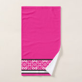 Modern Black and White abstact damask Fuschia roze Bad Handdoek (Handdoek)