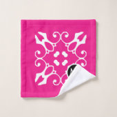 Modern Black and White abstact damask Fuschia roze Bad Handdoek (Wasdoekje)