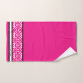 Modern Black and White abstact damask Fuschia roze Bad Handdoek (Handdoek)