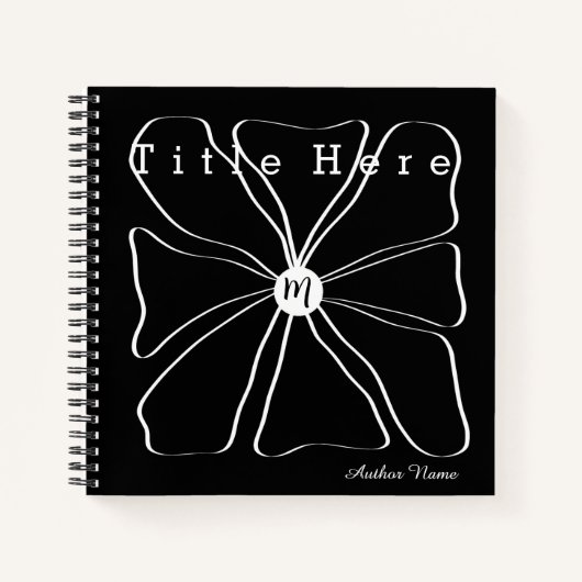 Modern Black and White Abstract Floral Line Art Notitieboek (Voorkant)