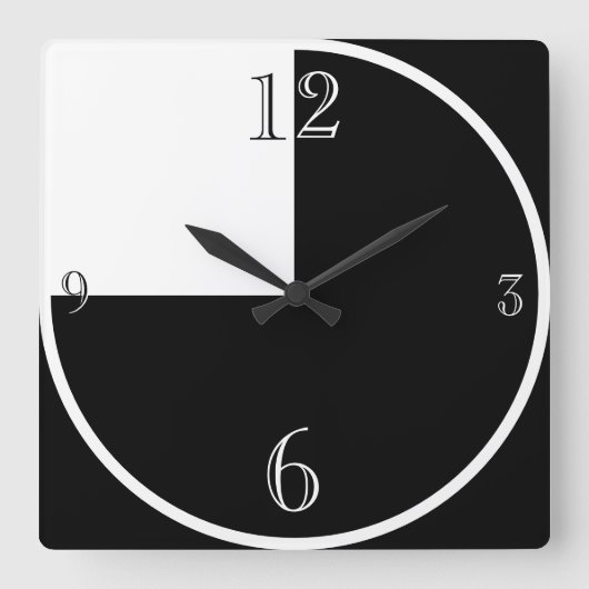 Modern Black and White abstract Large Clock Vierkante Klok (Voorkant)