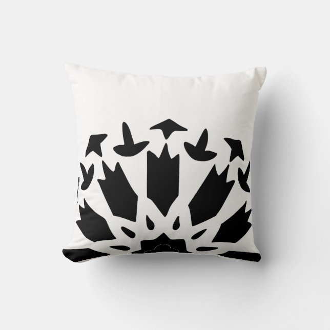 Modern Black and White Abstract Moroccan Kussen (Voorkant)