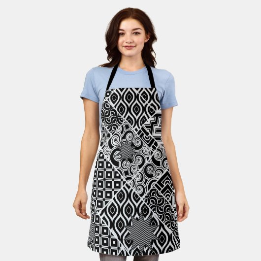 Modern Black and White Abstract Pattern Schort (Gedragen)