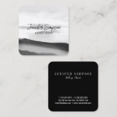 Modern Black and White Abstract Typografie Vierkante Visitekaartje (Voorkant / Achterkant)