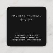 Modern Black and White Abstract Typografie Vierkante Visitekaartje (Achterkant)