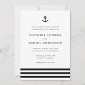 Modern Black and White Anchor Nautical Wedding Kaart (Voorkant)