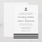 Modern Black and White Anchor Nautical Wedding Kaart (Voorkant / Achterkant)