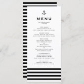 Modern Black and White Anchor Nautical Wedding Menu (Voorkant / Achterkant)