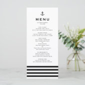 Modern Black and White Anchor Nautical Wedding Menu (Staand voorkant)
