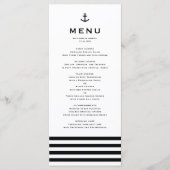 Modern Black and White Anchor Nautical Wedding Menu (Voorkant)