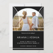 Modern Black and White Arch Photo Wedding Kaart (Voorkant)