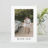 Modern Black and White Art Deco Photo Wedding Bedankkaart (Staand voorkant)