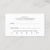 Modern Black and White Beauty Loyalty Kaart (Achterkant)