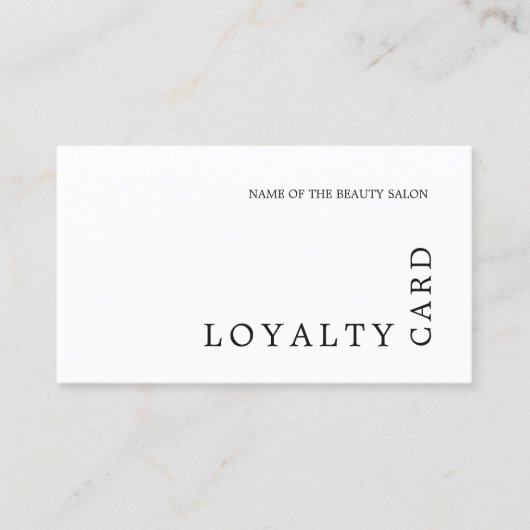 Modern Black and White Beauty Loyalty Kaart (Voorkant)
