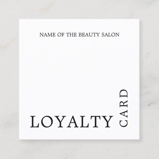 Modern Black and White Beauty Loyalty Kaart (Voorkant)