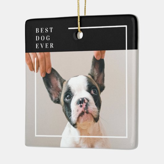 Modern Black and White Best Dog Ever Photo  Keramisch Ornament (Links)