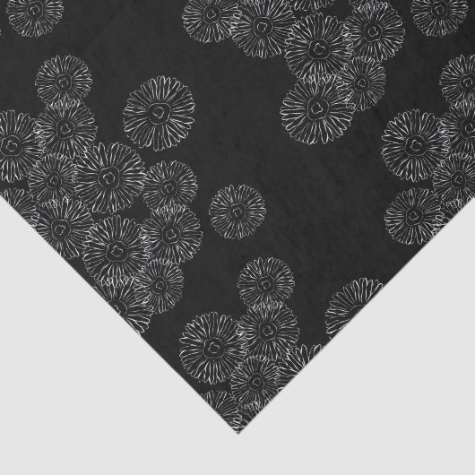 Modern Black and White Boho Chic Daisy Pattern  Tissuepapier (Detail)