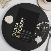 Modern Black and White Bold Minimalist Wedding Folie Uitnodiging