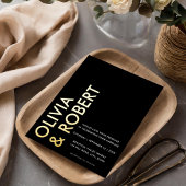 Modern Black and White Bold Minimalist Wedding Folie Uitnodiging