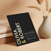 Modern Black and White Bold Minimalist Wedding Folie Uitnodiging