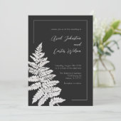 Modern Black and White Botanical Wedding Kaart (Staand voorkant)