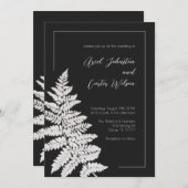 Modern Black and White Botanical Wedding Kaart (Voorkant / Achterkant)