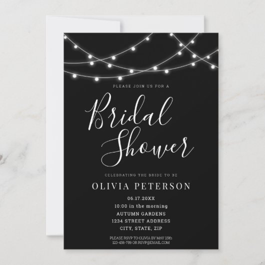 Modern Black and White Bridal Shower Invitation Kaart (Voorkant)