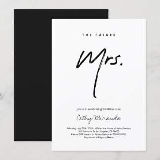 Modern Black and White Bridal Shower Invitation Kaart