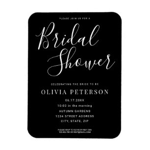 Modern Black and White Bridal Shower Invitation Magneet
