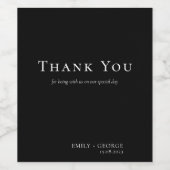 Modern Black and White bruiloft Wijn Etiket (Enkel label)