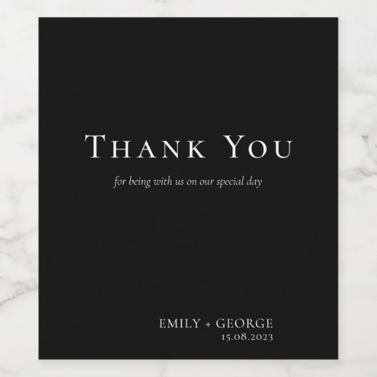 Modern Black and White bruiloft Wijn Etiket (Enkel label)