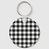 Modern Black and White Buffalo Check Gingham Sleutelhanger (Voorkant)