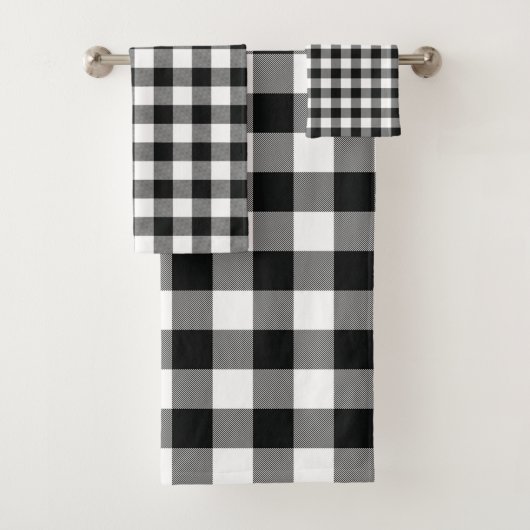 Modern Black and White Buffalo Checks Pattern Bad Handdoek (Insitu)