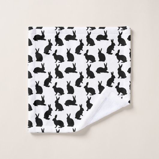 Modern Black And White Bunny Shapes Pattern Easter Bad Handdoek (Wasdoekje)