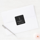 Modern Black and White Calligraphic Swirl Wedding Vierkante Sticker (Envelop)