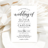 Modern Black and White Calligraphy Script Wedding Kaart