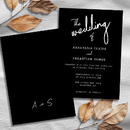 Modern Black and White Calligraphy Script Wedding Kaart
