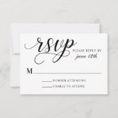 Modern Black and White Calligraphy Script Wedding RSVP Kaartje (Voorkant)