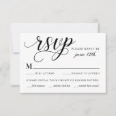Modern Black and White Calligraphy Script Wedding RSVP Kaartje (Voorkant)