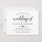 Modern Black and White Calligraphy Script Wedding Save The Date (Voorkant)