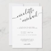 Modern Black and White Calligraphy Wedding Kaart (Voorkant)