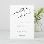 Modern Black and White Calligraphy Wedding Kaart (Staand voorkant)
