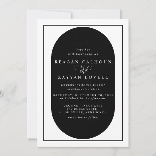 Modern Black and White Calligraphy Wedding Kaart (Voorkant)