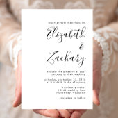 Modern Black and White Calligraphy Wedding Kaart