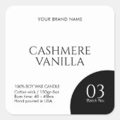 Modern black and white candle label sticker (Voorkant)